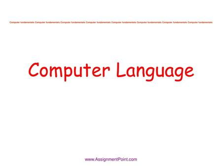 Computer Language www.AssignmentPoint.com.