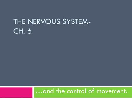 …and the control of movement.