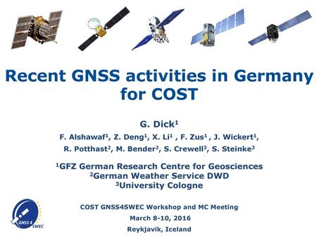 Recent GNSS activities in Germany for COST