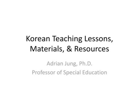 Korean Teaching Lessons, Materials, & Resources