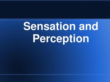 Sensation and Perception