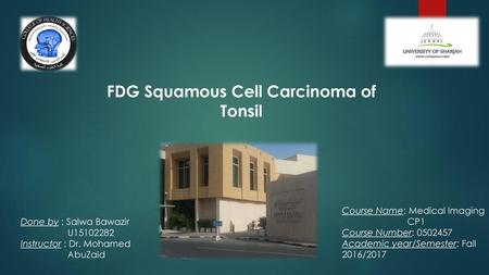 FDG Squamous Cell Carcinoma of Tonsil