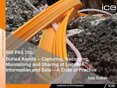 BSI PAS 256: Buried Assets – Capturing, Recording, Maintaining and Sharing of Location Information and Data – A Code of Practice Institution of Civil Engineers.