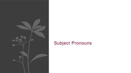 Subject Pronouns.