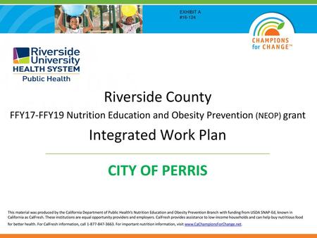 FFY17-FFY19 Nutrition Education and Obesity Prevention (NEOP) grant