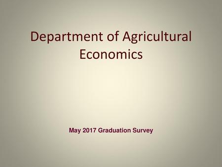 Department of Agricultural Economics