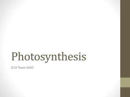 Photosynthesis G10 Team AISG.