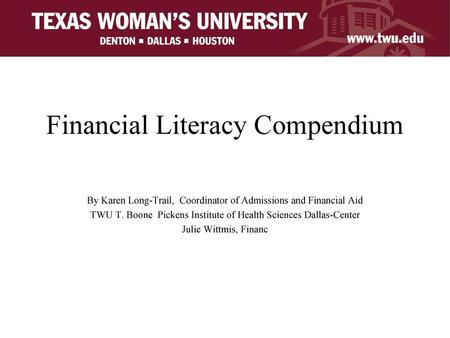 Financial Literacy Compendium