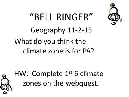 “BELL RINGER” Geography