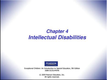 Chapter 4 Intellectual Disabilities