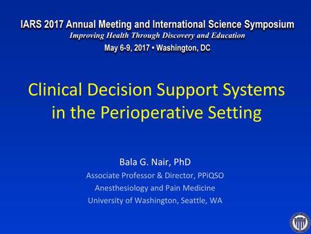 Clinical Decision Support Systems in the Perioperative Setting