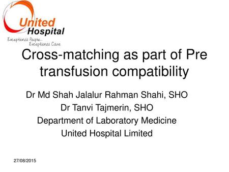 Cross-matching as part of Pre transfusion compatibility