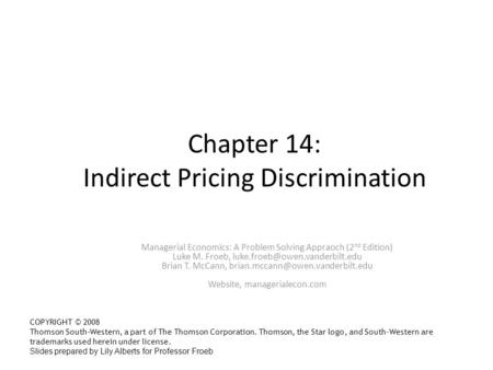 Chapter 14: Indirect Pricing Discrimination