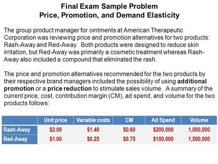 Final Exam Sample Problem