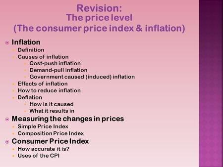 Revision: The price level