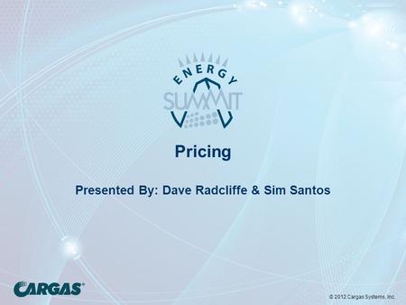 © 2012 Cargas Systems, Inc. Pricing Presented By: Dave Radcliffe & Sim Santos.