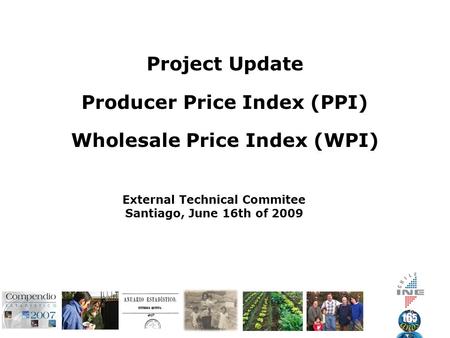 Project Update Producer Price Index (PPI) Wholesale Price Index (WPI) External Technical Commitee Santiago, June 16th of 2009.