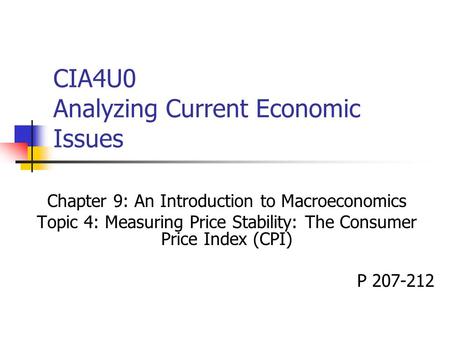 CIA4U0 Analyzing Current Economic Issues