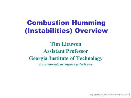 Combustion Humming (Instabilities) Overview