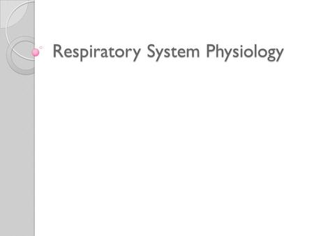 Respiratory System Physiology