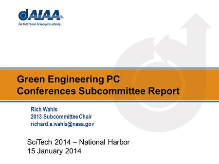 Green Engineering PC Conferences Subcommittee Report