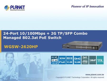 24-Port 10/100Mbps + 2G TP/SFP Combo Managed 802.3at PoE Switch