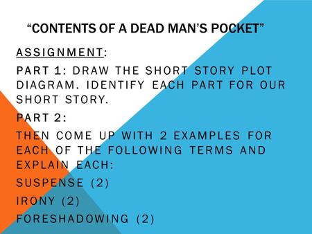 “Contents of a Dead Man’s Pocket”