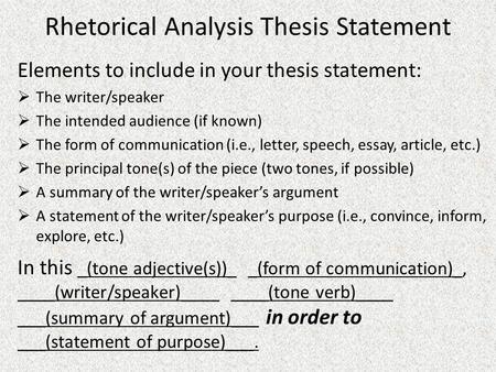 Rhetorical Analysis Thesis Statement