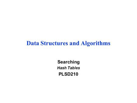 Data Structures and Algorithms