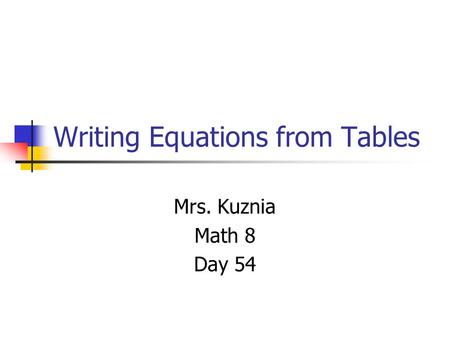 Writing Equations from Tables