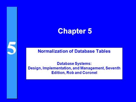 Normalization of Database Tables