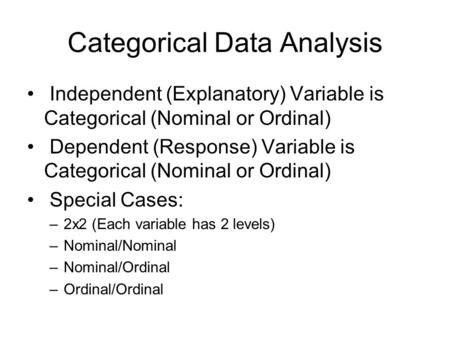 Categorical Data Analysis