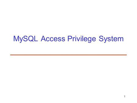 MySQL Access Privilege System