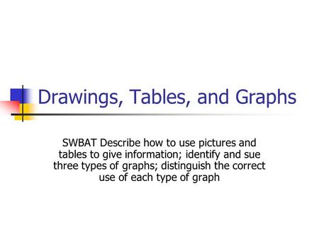 Drawings, Tables, and Graphs