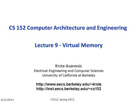 Krste Asanovic Electrical Engineering and Computer Sciences