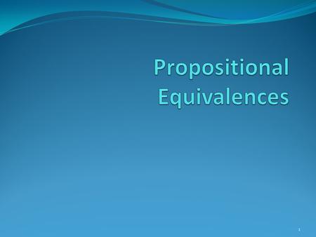 Propositional Equivalences