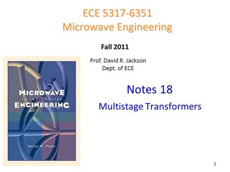 Notes 18 ECE Microwave Engineering Multistage Transformers