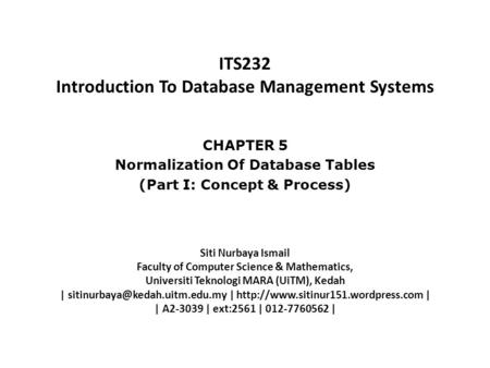 ITS232 Introduction To Database Management Systems