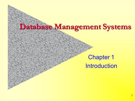 1 Database Management Systems Chapter 1 Introduction.