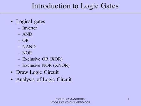 Introduction to Logic Gates