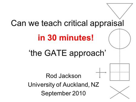 Can we teach critical appraisal ‘the GATE approach’