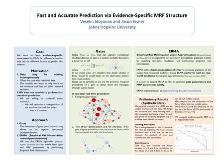 Preliminary Results (Synthetic Data) We generate a random 4-ary MRF and we sample training and test data. We forget the structure and start learning with.