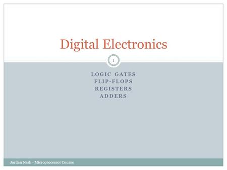 Logic Gates Flip-Flops Registers Adders