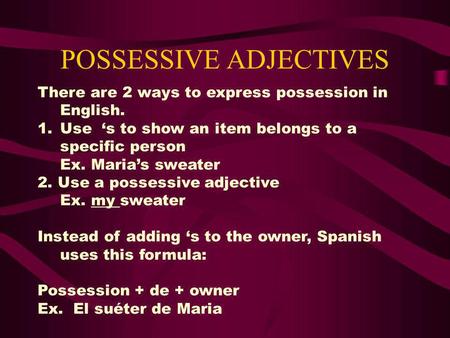 POSSESSIVE ADJECTIVES