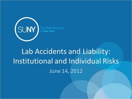 Lab Accidents and Liability: Institutional and Individual Risks June 14, 2012.