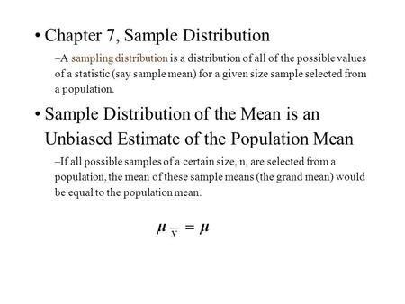 Chapter 7, Sample Distribution