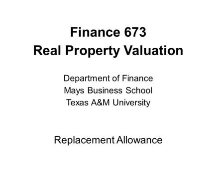 Real Property Valuation