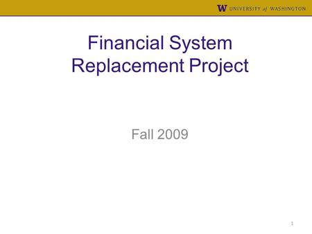 Financial System Replacement Project