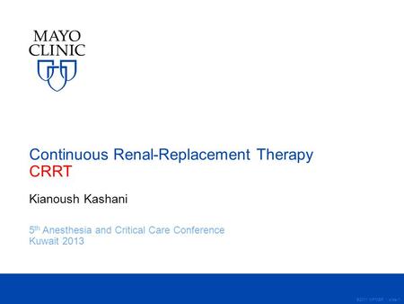 Continuous Renal-Replacement Therapy CRRT