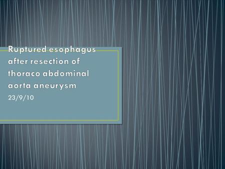 23/9/10. A 50 years old male was transferred from other hospital. One day before referal, he was admitted to that hospital because of severe epigastric.